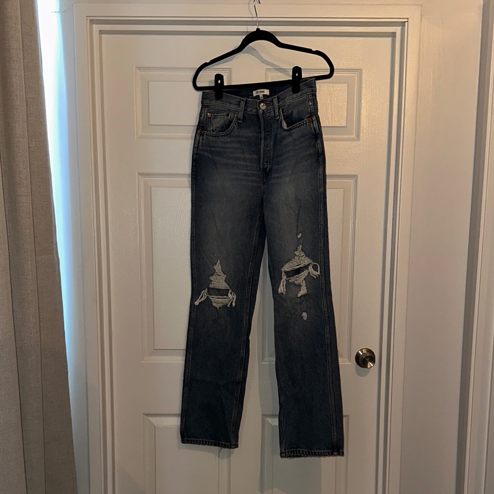 Re/Done Classic Medium Blue Denim, 100% cotton, size 28.
